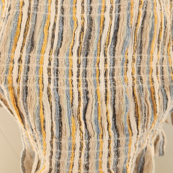 Angie Striped Smocked Peasant Boho Blouse Size Medium Milkmaid - Picture 6 of 15